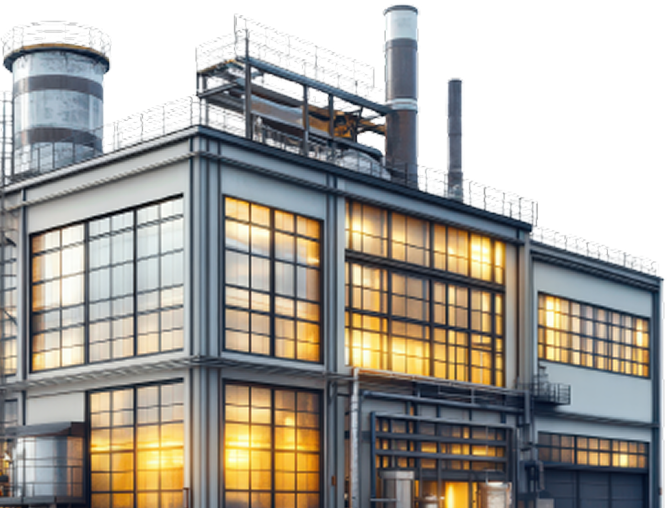 modern industrial factory building twilight